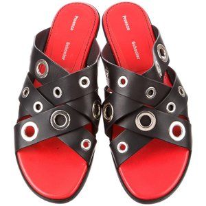 Proenza Schouler leather eyelet slide sandals
